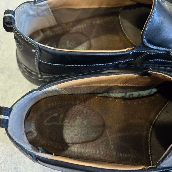 ? Clarks XTR Men’s Size 11.5 Black Slip On Leather Oxford Comfort Black